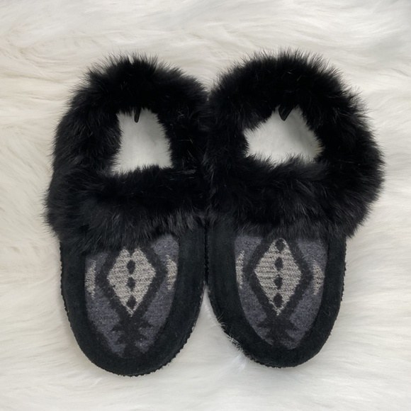 NWOT Manitobah Mukluks Black Wool Tipi Moccasin Women’s Size 7 - Picture 4 of 11